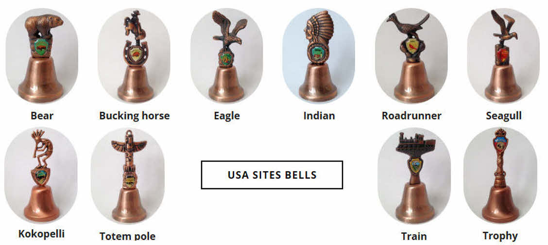 Famous sites and places copper bells with shields